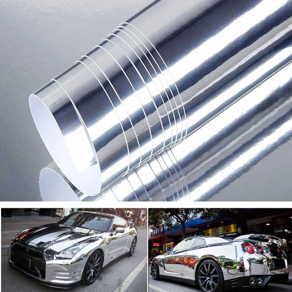 5meters silver mirror Chrome Mirror flexible car Vinyl sticker Wrap Sheet Film Motorcycle Car Sticker body Decal car accessories