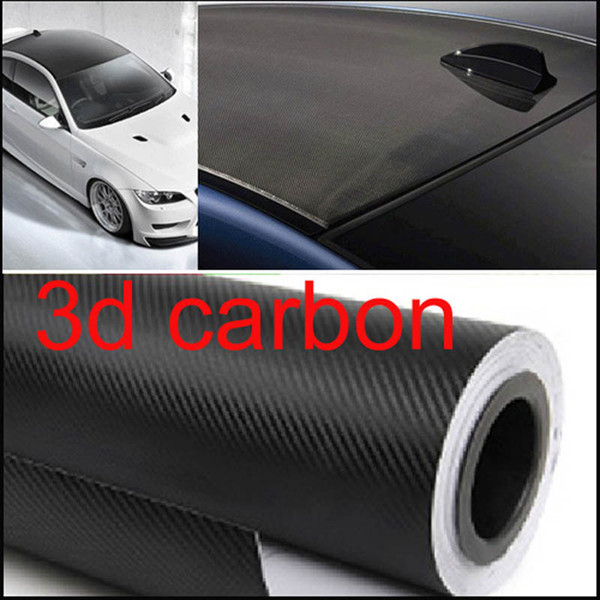 Black car 3d carbon fiber vinyl sticker wrap the whole body stickers graphics free bubble sheet Car sticker phone motorcycle Cover