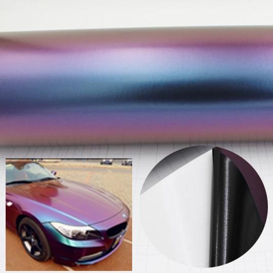 Chameleon Color car vinyl sticker Wrap Car Carbon Fiber Vinyl Film Sticker Change color the whole Body Protection Purple become Blue