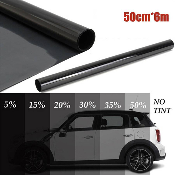 free shipping yentl wholesales 50cm x 6M Black Glass Window Tint Shade Film VLT 1%-50% Auto Car House Roll PLY Auto Glass Solar Protection