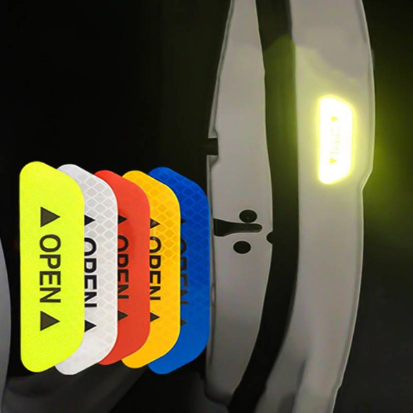 free shipping 4Pcs/Set Car OPEN Reflective Tape Warning Mark Reflective Open Notice