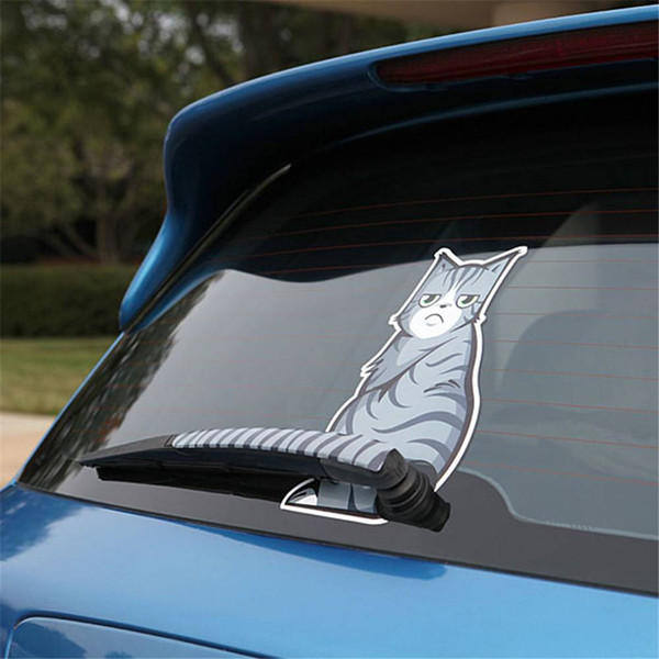 Free shipping YENTL Car Decal Cat Moving Tail Window Wiper Cute Lovely Sticky Animal Tail Paws Sticker Window Reflective Rear Windshield