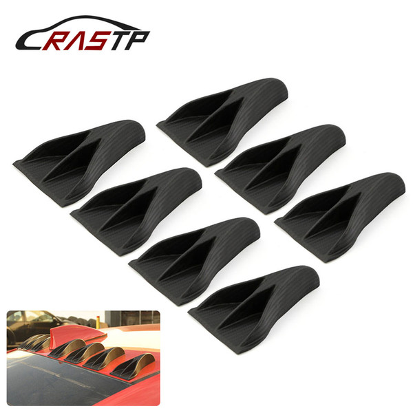 RASTP 7pcs Universal Auto Car Vehicle Roof Shark Tail Fin Black Vortex Decoration Kit Black RS-LKT024