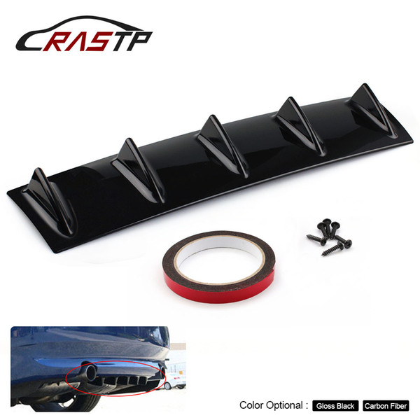 RASTP ABS Plastic Universal Black Rear Bumper Lip Chassis Diffuser Spoiler 5 Fin Shark Fin Medium RS-LKT025-M