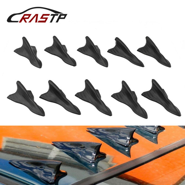 RASTP 10pcs Universal Auto Car Vehicle Roof Shark Tail Fin Black Vortex Wing Tip Type Decoration RS-LKT023