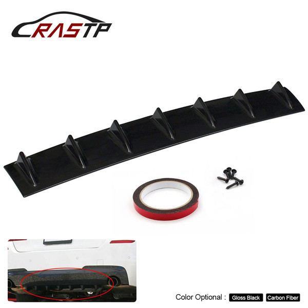 RASTP Shark Fin Diffuser Rear Bumper Chassis 7 Wing Lip ABS Universal Carbon/Black Large RS-LKT025-L