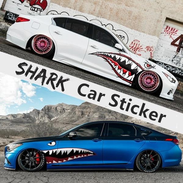 Car Personality Sticker Shark Head Mouth Car Stick White Shark Graffiti Body Creative Lahua Change Decorative Car Door Sticker