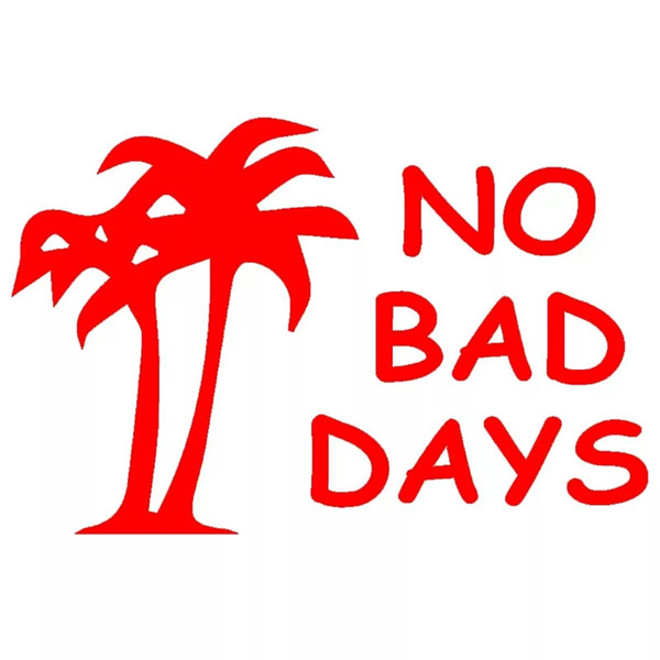 12*13CM No Bad Days Humor Beach Holiday Leisure Ocean Coconut Tree Sticker for Door Laptop Vinyl Decal Car Sticker Black/Silver CA-1216