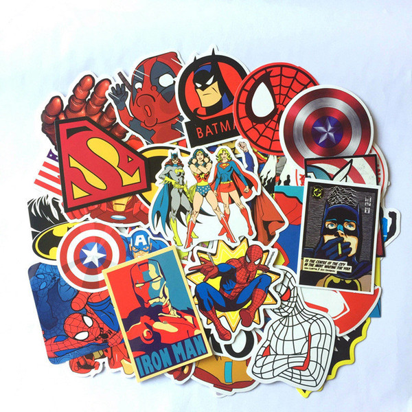 50pcs/set Super Hero Marvel Stickers For Laptop Car Sticker Car Styling Phone Luggage Bike Motorcycle Mixed Cartoon Pvc Waterproof Sticker