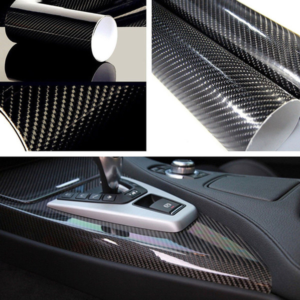 New 5D Ultra Gloss Glossy Black Carbon Fiber Vinyl Wrap Sticker Decal 12*60 Inch