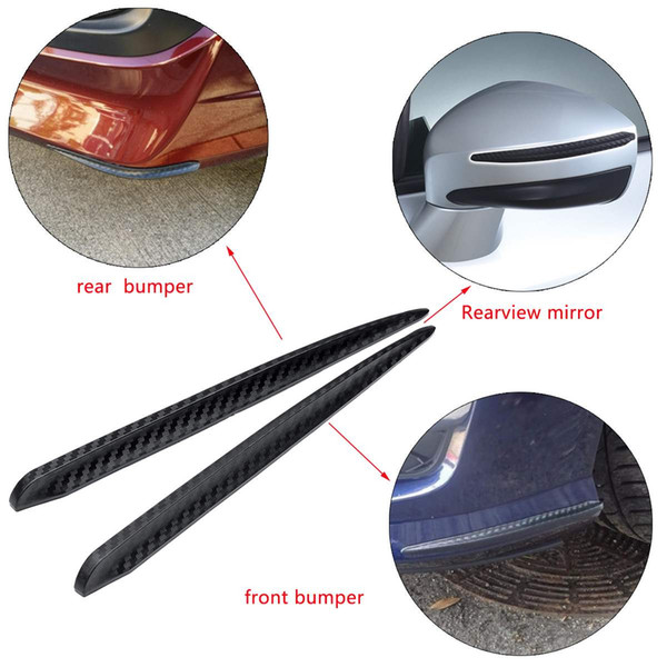 Universal Car Carbon Fiber Pattern Rear Review Mirror Sticker Anti-rub Strip Front Rear Bumper Body Corner Protector Guard