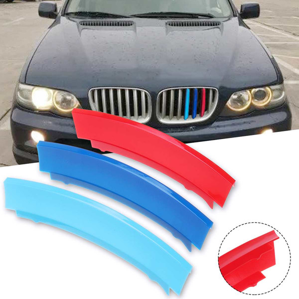 7Bar 3D Sticker Car Front Kidney Grill Grille Trim Sport Strips Clip Cover Car styling Accessories For BMW X5 E53 2000-2006