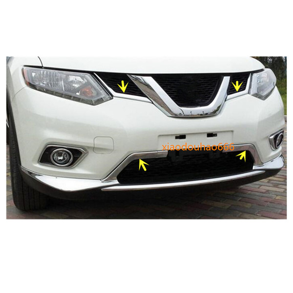 For Nissan X-trail xtrail T32/Rogue 2014 2015 2016 car ABS chrome trim Front upper Grid Grill Grille license plate Stick frame 4pcs