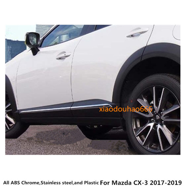 For Mazda CX-3 CX3 2017 2018 2019 car styling cover detector ABS chrome Side Door Body trim stick Strip Molding hoods 4pcs