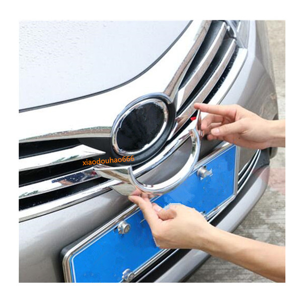 Car styling body cover detector ABS chrome trim Front mark logo Grid Grill Grille Around 1pcs For Toyota Corolla Altis 2014 2015 2016