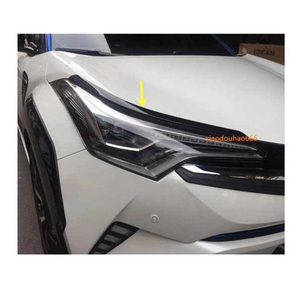 Car sticker head front Eyebrow/trim light lamp frame stick ABS Chrome/Carbon fiber cover 2pcs/set For TOYOTA C-HR CHR 2017 2018