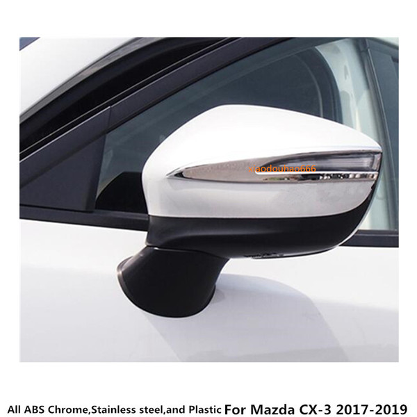 High quality For Mazda CX-3 CX3 2017 2018 2019 Car body ABS chrome back rear view Rearview Side Mirror Cover stick trim frame lamp hood 2pcs