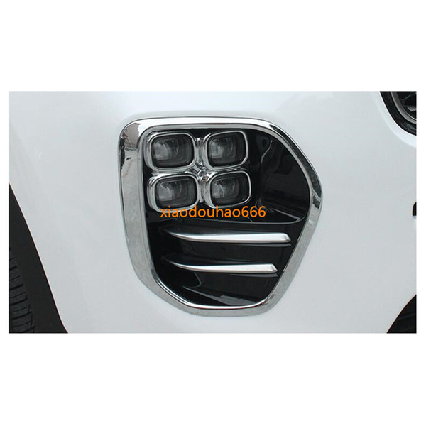 For Kia kx5 Sportage 2016 2017 2018 car front fog light lamp detector frame sticker styling ABS Chrome cover trim hoods parts 2pcs