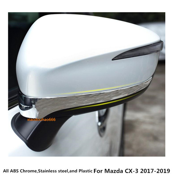 High quality For Mazda CX-3 CX3 2017 2018 2019 Car styling body ABS Chrome rear view Rearview Side Mirror Cover stick trim accessory 2pcs