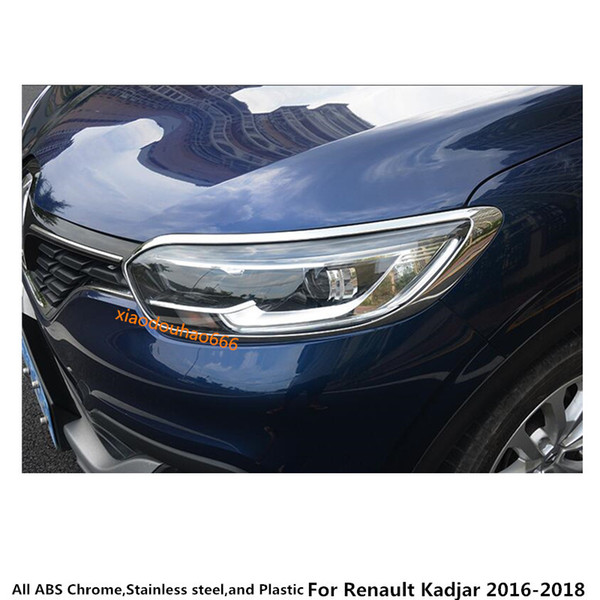 For Renault Kadjar 2016 2017 2018 car styling front head Light lamp hood Molding detector frame stick styling ABS Chrome trim part 2pcs