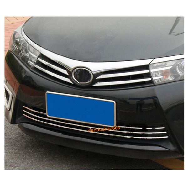 Car sticker body styling protection stainless steel trim Front up Grid Grill Grille Around 3pcs For Toyota Corolla Altis 2014 2015 2016