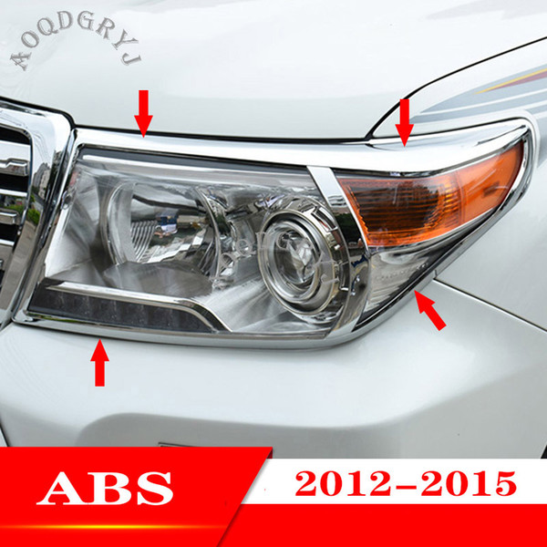 Car Styling ABS Chrome Front Headlight Molding cover Trim For Toyota Land Cruiser LC200 2012-2015