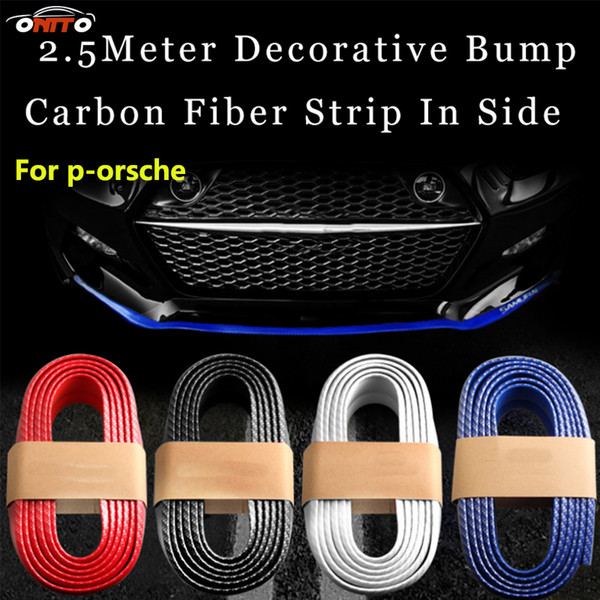 Practicality 250cm all car styling outside carbon fiber Rubber Car Front bumper Strips Lip Kit protection anti - collision decoration strips