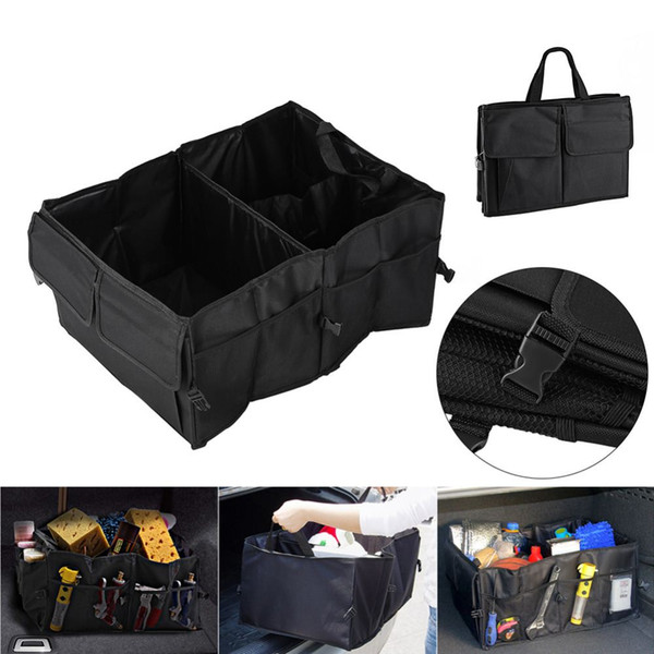 Auto Car Interior Back Trunk Folding Storage Box Multi-Use Organizer Portable Storage Bags Black