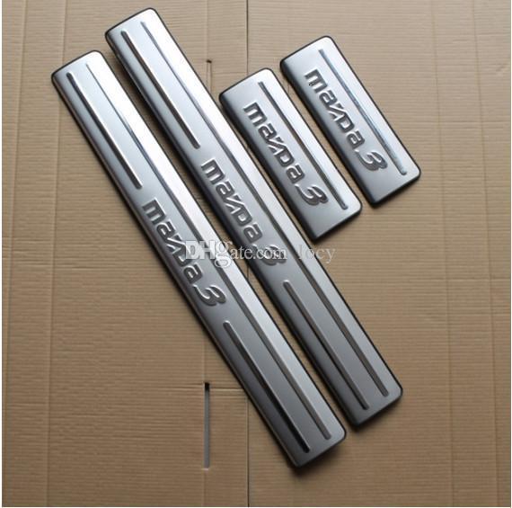 Free shipping! High quality 4pcs door sills scuff footplate,door sills protection bar,door sills guard plate For MAZDA 3 M3 Angko(2014-2017)