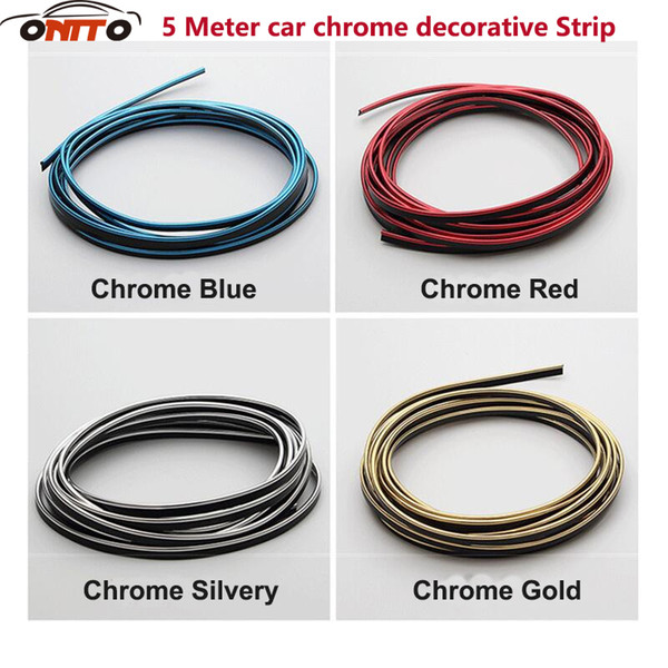 Free shipiing 5 Meter car decorative chrome strips auto embelm decoration strips for all car style fit all car strips 5M decorative