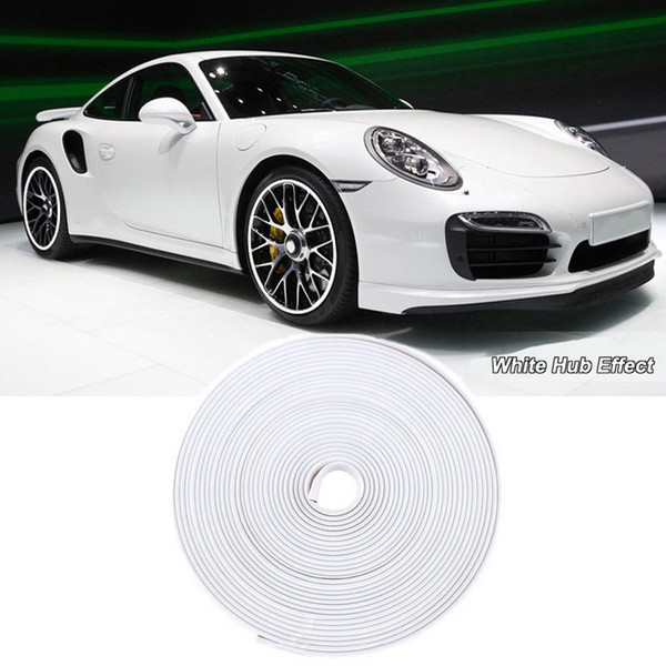 8M Car Wheel Hub Rim Edge Protector Ring Tire Strip Guard Rubber Sticker White