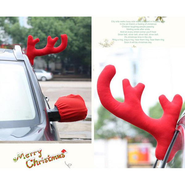 Home Decoration Supplies Christmas Auto 1Set Merry Christmas Auto Car Ornament Decoration Gift Reindeer Deer Antlers Toys Creative