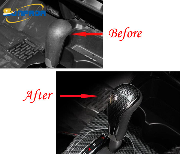 Carbon Fiber Gear Shift knob Interior Car-cover Modification Auto Parts For HONDA Fit/Jazz GK5 2014-2018 Car-Styling