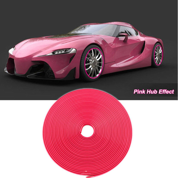 8M Car Wheel Hub Rim Edge Protector Ring Tire Strip Guard Rubber Sticker Pink