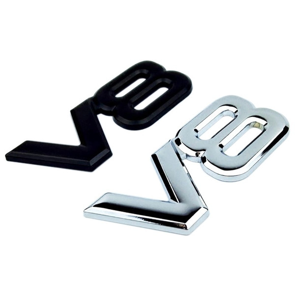 Zinc Alloy Metal 3D V8 Engine Displacement Car Badge Decal Chrome V8 Emblem Logo Sticker V8 Auto Car Decal Badge Styling