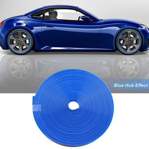 8M Car Wheel Hub Rim Edge Protector Ring Tire Strip Guard Rubber Sticker Blue