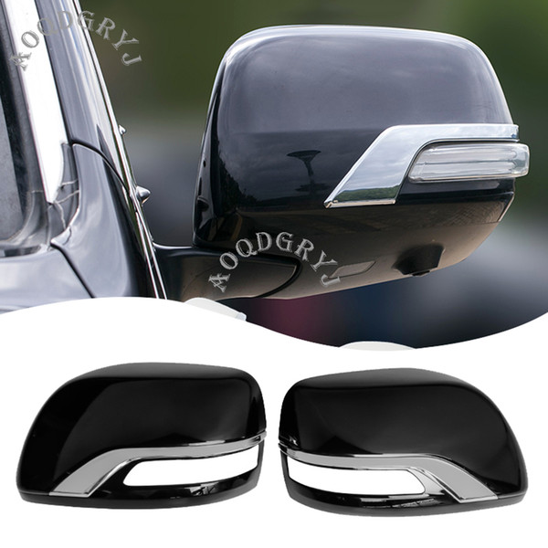 Glossy Black Rearview Mirror Molding Cover Decora For Toyota Land Cruiser LC200 2012-2019