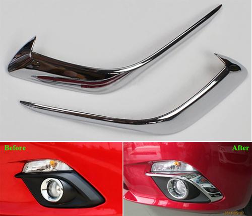 Chrome Front Fog Lamp Eyelids Cover Trim For NEW MAZDA 3 AXELA 2013 2014 2pcs/pair Fog Lamp Shade Eyebrow Car Styling