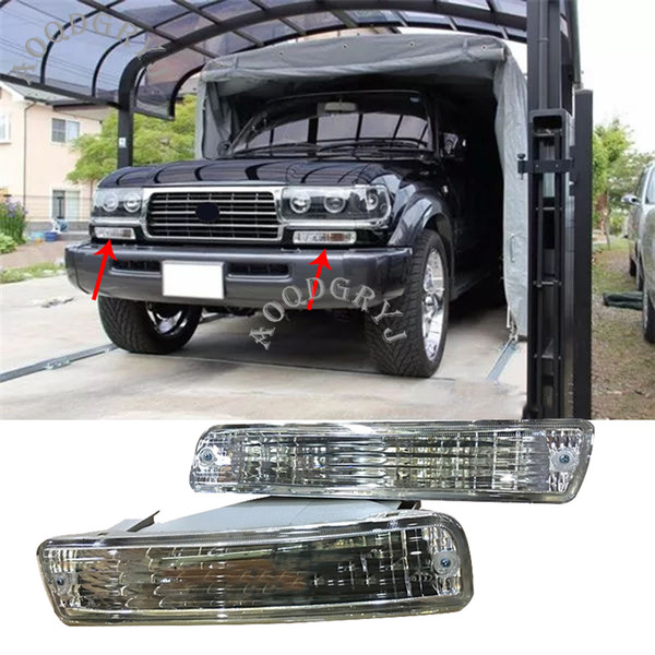 Car Accessories Chrome (Crystal) 1 Pair Front Bumper Fog Light Turn Signal Housing For Toyota Land Cruiser LC80 FJ80 1991-1997