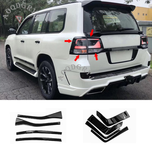 Car Styling Accessories ABS Glossy Black Rear Taillight Molding Trim Strips 8pcs For Toyota Land Cruiser 200 2016-2019