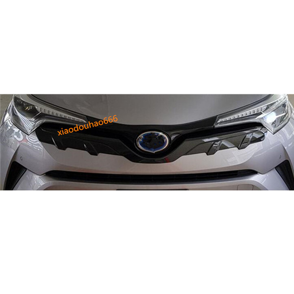 For TOYOTA C-HR CHR 2017 2018 Car styling sticker cover detector ABS Chrome/Carbon fiber trim Front bottom Grid Grill Grille hoods 1pcs