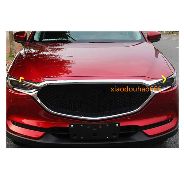 For Mazda CX-5 CX5 2nd Gen 2017 2018 car styling ABS Chrome front engine Machine grille upper hood stick lid trim lamp 1pcs