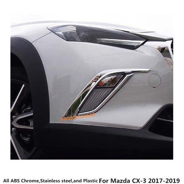 For Mazda CX-3 CX3 2017 2018 2019 Car styling body front fog light lamp frame stick eyebrow ABS Chrome cover trim sticker 4pcs