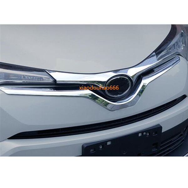 For TOYOTA C-HR CHR 2017 2018 Car styling body sticker cover detector ABS Chrome trim Front bottom Grid Grill Grille hood 1pcs