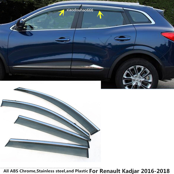 For Renault Kadjar 2016 2017 2018 car body styling cover Stick lamp plastic Window glass Wind Visor Rain/Sun Guard Vent 4pcs