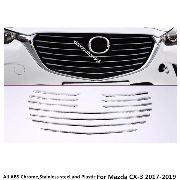 For Mazda CX-3 CX3 2017 2018 2019 car body cover protection detector ABS chrome trim Front up racing Grid Grill Grille 10pcs