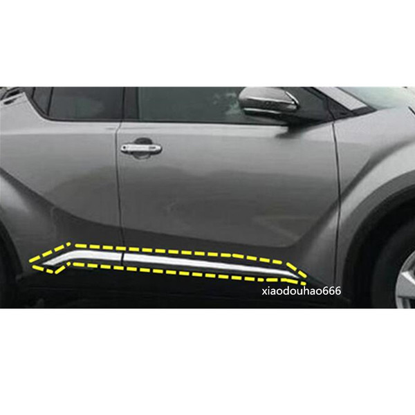 For TOYOTA C-HR CHR 2017 2018 car styling cover detector stainless steel/Carbon fiber Side Door Body trim sticker Strips Molding 4pcs