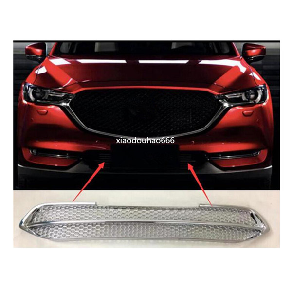 For Mazda CX-5 CX5 2nd Gen 2017 2018 car auto body protection detector ABS Chrome trim Front up Grid Grill Grille panel 1pcs