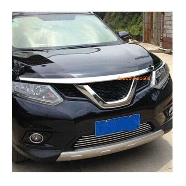 For Nissan X-trail xtrail T32/Rogue 2014 2015 2016 car ABS chrome front engine Machine grille upper hood stick lid trim lamp 1pcs