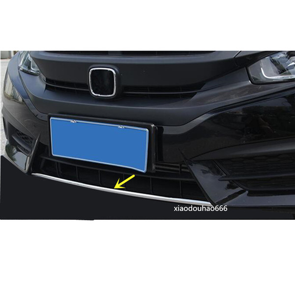 For Honda Civic 10th Sedan 2016 2017 2018 car styling sticker protection Bumper ABS Chrome trim front head bottom moulding hoods part 1pcs